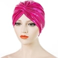 thumbnail image 4 of Women Ladies Forehead Crossed Stamping Laser Muslim Hijab Hat Turban Hat Indian Hat Pullover Hat BLUE, 4 of 8