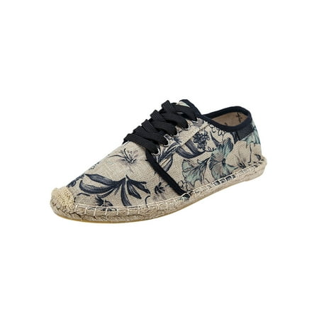 

Daeful Mens Canvas Shoe Non-slip Espadrilles Floral Flats Shopping Flat Hand-stitching Lightweight Espadrille Dark Green 6