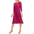 thumbnail image 6 of Nlife Women 3/4 Sleeve Round Neck Swing Midi Dress, 6 of 7