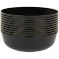 thumbnail image 2 of EcoQuality 16 oz Black Plastic Round Bowls with Gold Rim - Disposable Plastic Soup Bowls, Heavy Duty Salad Bowls, Reusable Soup Bowl, Baby Showers, Weddings, Birthday Party, BPA Free (40), 2 of 3