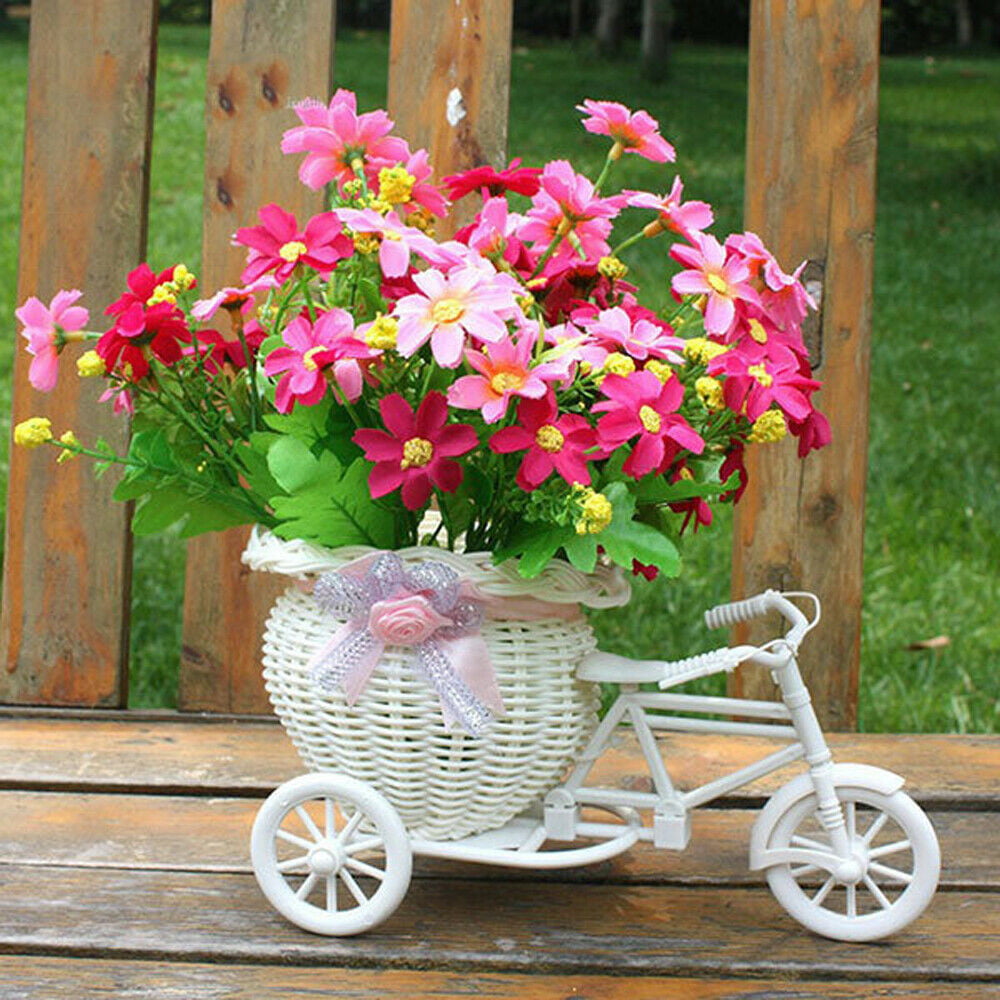 US_ AU_ FT Tricycle Bike Flower Basket Plant Stand Home Wedding Decoration Phot 