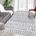 thumbnail image 2 of Throw Area Rug Boho Machine Washable Carpet for Entryway Modern Indoor Doormat Rug Moroccan Low Pile Mat for Hallway Laundry Home Office, 3' x 5',White&black, 2 of 7