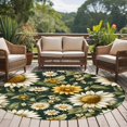 thumbnail image 5 of Sunflower Daisy Round Area&nbsp;Rug 6ft Country Retro Blooming Flower Leaf Green Non-Slip&nbsp;Washable Circle Rugs Soft Felt Indoor Floor Mat for Bedroom Kitchen Living Room Bathroom, 5 of 9