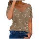 thumbnail image 2 of ICHUANYI Clearance Women V-Neck Short Sleeve Love Printing Casual Blouse Tunics Shirts Tops Tee(Coffee, XL) Ichuanyi Ichuanyi, 2 of 4