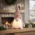 thumbnail image 6 of Lighted Sequin Christmas Gnome, Glowing Beard Faceless Nordic Tomte Figure, Striped Arm Holiday Tabletop Decor, Festive Winter Accent for Mantel, Shelf, Bedroom, Party, 6 of 6