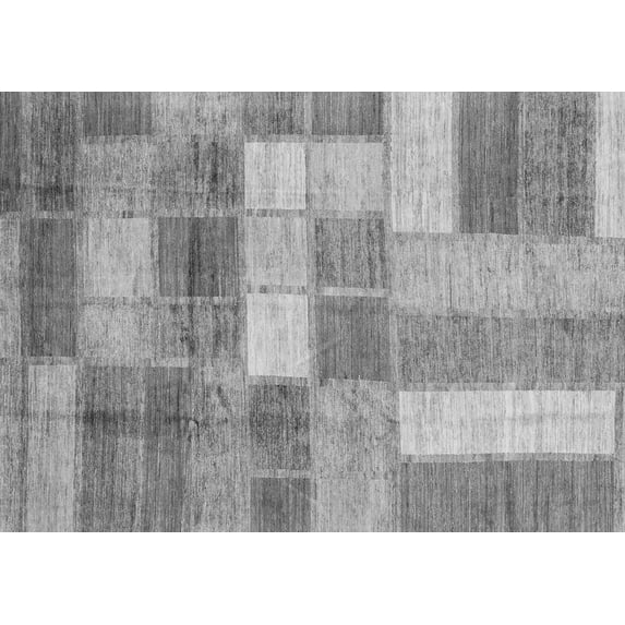 Ahgly Company Indoor Rectangle Patchwork Gray Transitional Area Rugs, 5' x 7'