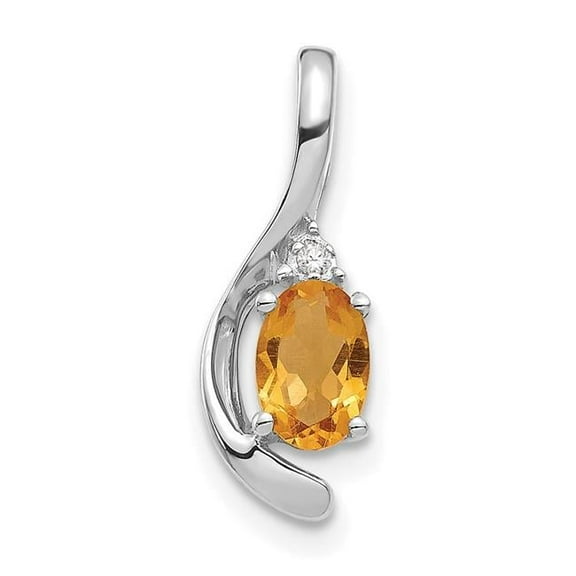 14K White Gold Citrine & Diamond Pendant