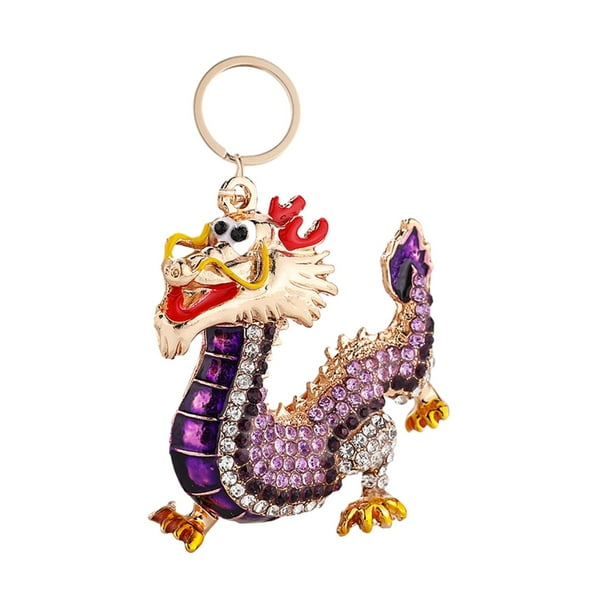 Llavero con diamantes de imitación Salvador Dragón Chino Violeta