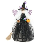 Halloween Witch Tree Topper Decoration, Crashing Witch into Tree Halloween Decoration, Black Witch with Spider Web Dress, Witch Hat and Witch Broom Halloween Ornament for Home Decor
