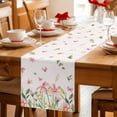 thumbnail image 6 of Pastoral Flower Leaf Butterfly Table Runner 70 Inches Long,Kitchen Dining Tablerunners Pink Green Plant Linen Texture Linen Table Runners Dresser Scarves for Home Dinner Wedding Holiday Party Decor, 6 of 9