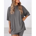 thumbnail image 4 of Set de salón Outfit PRETTYGARDEN de 2 piezas para mujer 2025, gris oscuro, 4 of 6