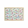 thumbnail image 1 of Nautical Wall Art with Frame, Bunch of Colorful Vessel Speedboat Fishing Trawler Motorboat Water Vehicle Concept, Printed Fabric Poster for Bathroom Living Room, 35" x 23", Multicolor, by Ambesonne, 1 of 2