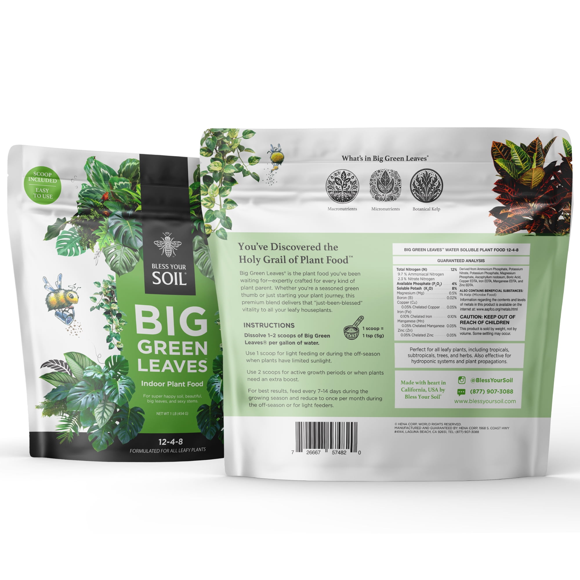 Big Green Leaves | All Purpose Houseplant Fertilizer, Indoor Plant Food (1LB)