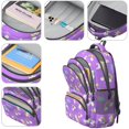 thumbnail image 4 of Unicorn and Rainbow Purple Pattern Backpack for School, Cute School Bag with Adjustable Shoulder Straps and Padded Back, 16.9"x12.6"x5.9", 4 of 5
