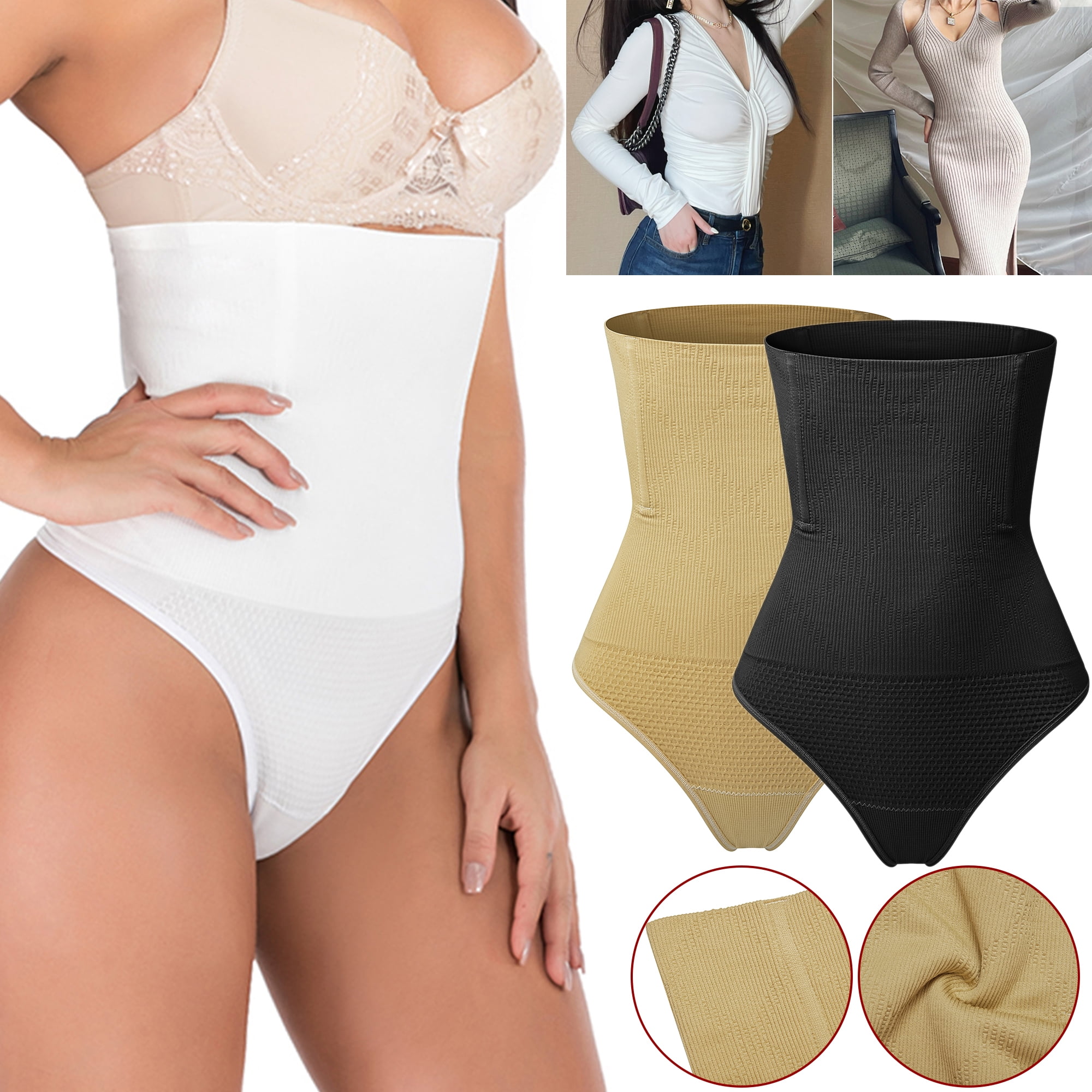 Women's Tummy Control Underwear High Waist Thong Shapewear Slimming Brief  Control Panty, Black, XL/2XL 