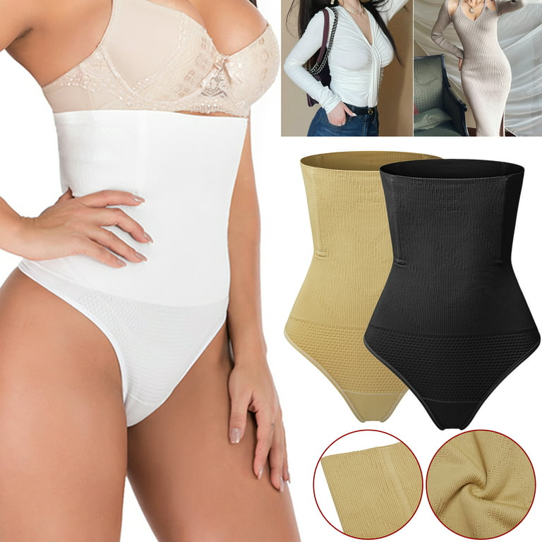 Womens Shapewear Tummy Control Underwear High Waisted Slimming Shaper  Stomach Control Panties Briefs, White, XL/2XL 
