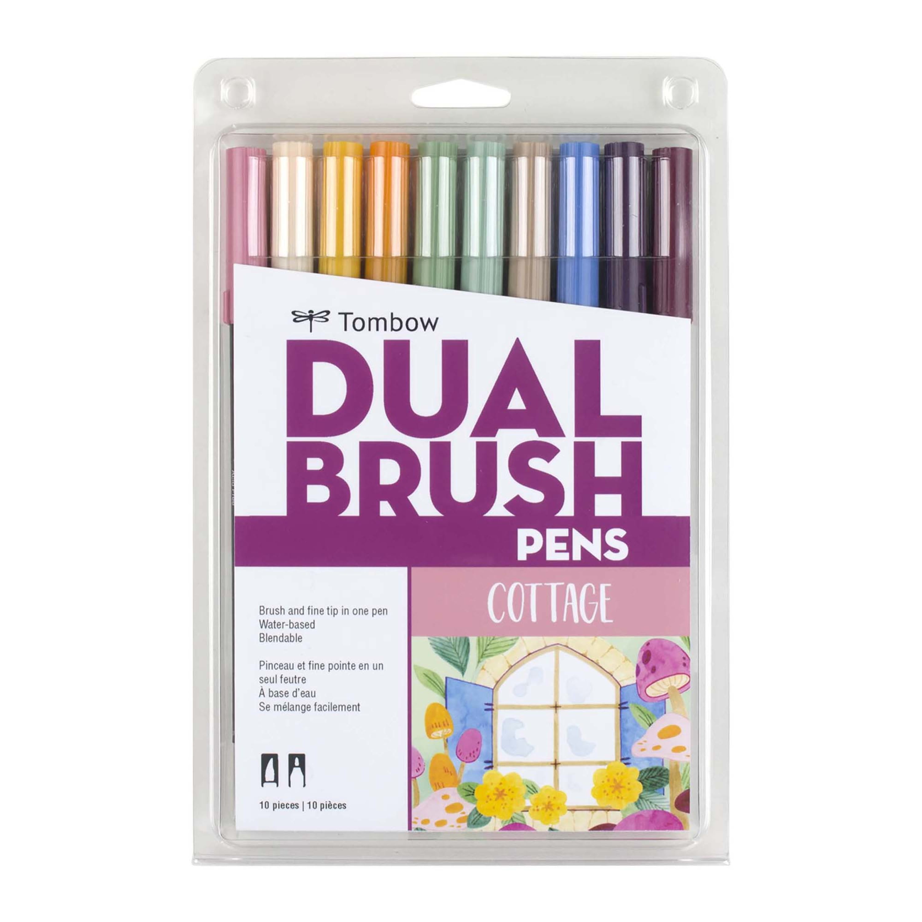 Tombow Dual Brush Pen Art Markers Pastels Palette 10-Pack Pastels 
