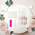 thumbnail image 4 of Pearl 3D Stripe Press on Nails Long Almond Fake Nails Glossy White Glue on Nails Full Cover Acrylic Stick on Nails for Women DIY Charm Manicure White Almond Gradient Chrome, 4 of 4
