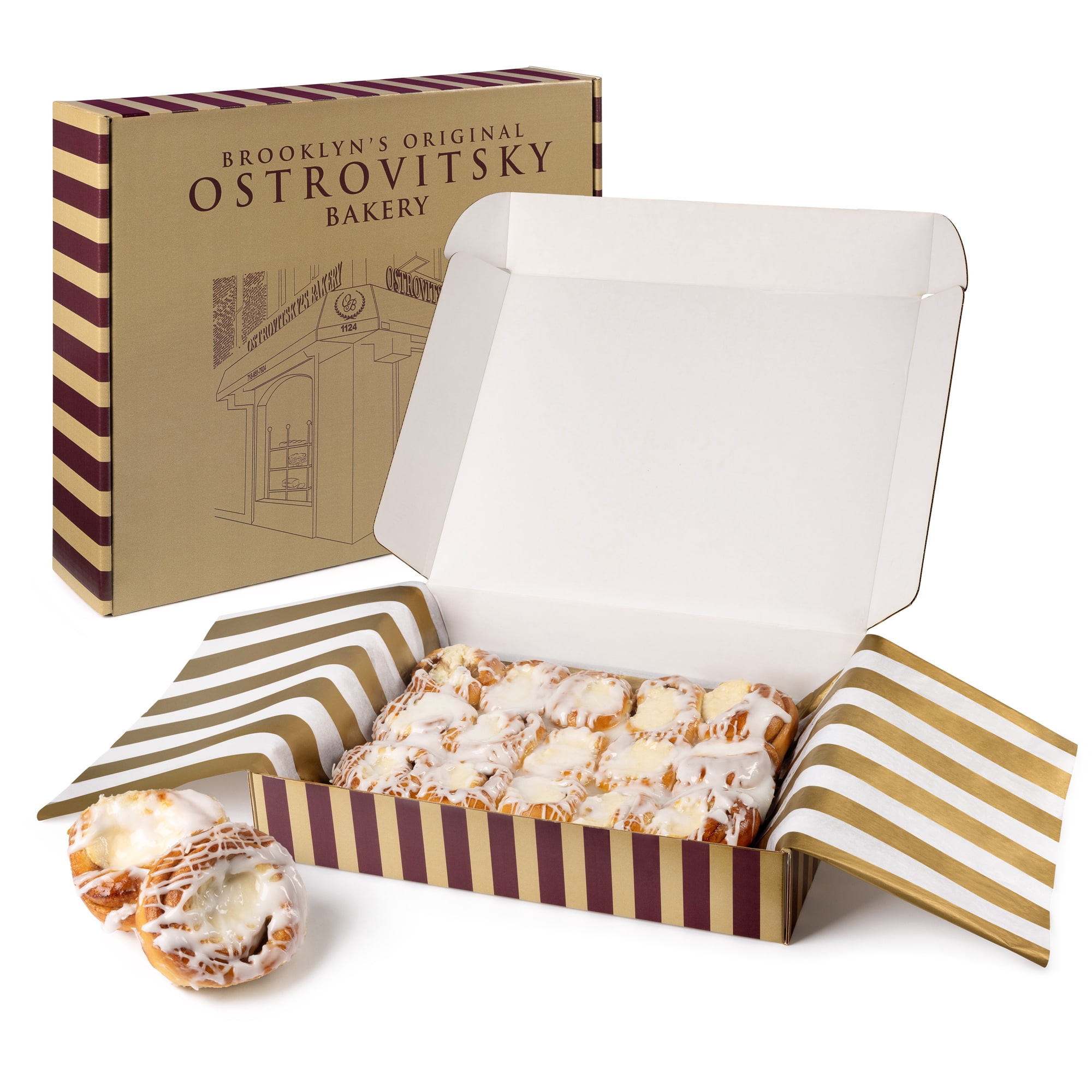 s Bakery Original Mini Cinnamon Cheese Buns Soft Cinnamon Swirl Rolls with Creamy Cheese Filling & Sweet Glaze - 15 Count
