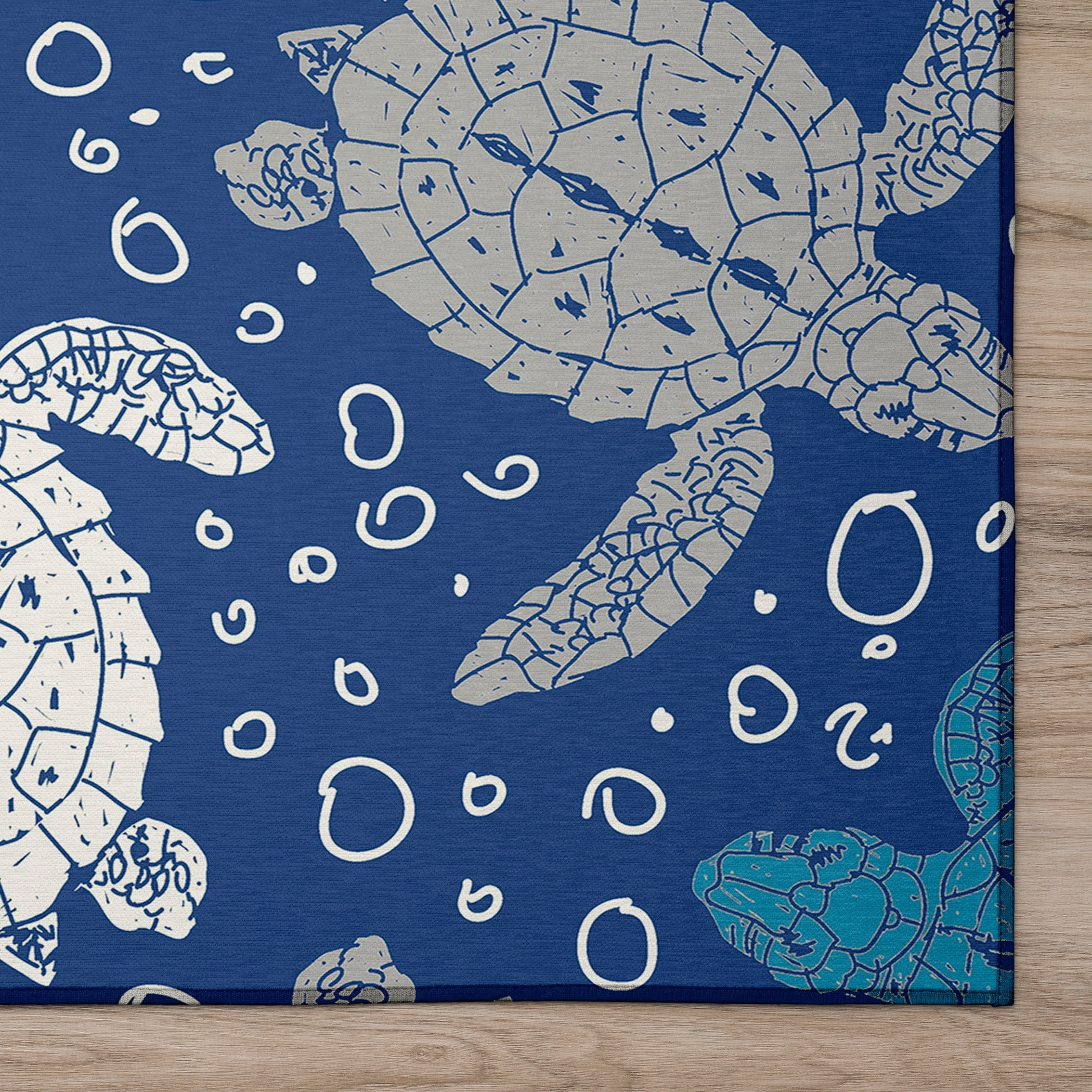 Addison Rugs Indoor/ Outdoor Surfside Turtle Washable Rug New Blue - 8' x 10'