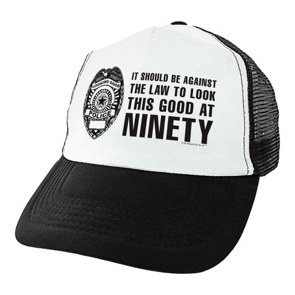 ThisWear 90th Bday Gifts Against The Law to Look This Good At Ninety Turning 90 Birthday Party Trucker Hat