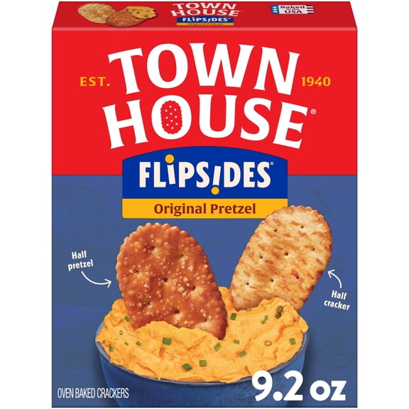 Town House FlipSides Original Oven Baked Crackers, Salty Snacks, 9.2 oz
