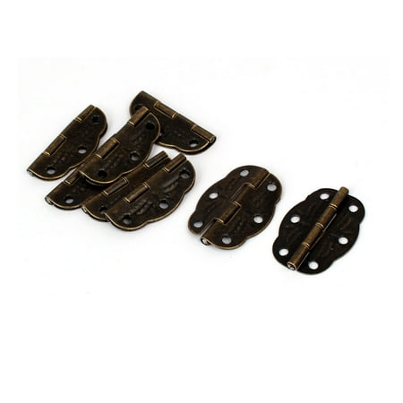 Wooden Case Jewelry Box Cabinet Retro Style Door Hinge Bronze Tone 8pcs
