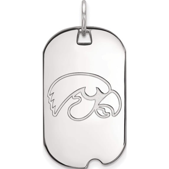 Sterling Silver Rh-Plated Logoart University Of Iowa Small Dog Tag (36 X 18) Made In United States ss027uia