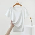 thumbnail image 5 of Women's Casual T-Shirt, Soft Stretch Cotton Blend Short Sleeve U-Neck Top for Everyday Comfort, Basic Solid Tee, 5 of 6
