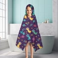 thumbnail image 6 of Purple Cartoon Dinosaurs Planets Stars Pattern Hooded Bath Towel，50"x30" for Ages 3 To 12 Kids, Quick Dry Lightweight Soft Microfiber Hood Beach Towel Cover Up for Kids, 6 of 7