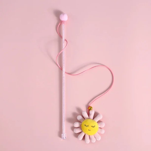 Campana de felpa de dibujos animados para gato, palo de carpintero divertido, flor de sol, brotes, juguete Vocal interactivo para mascotas, accesorios para gatos, juguetes para mascotas