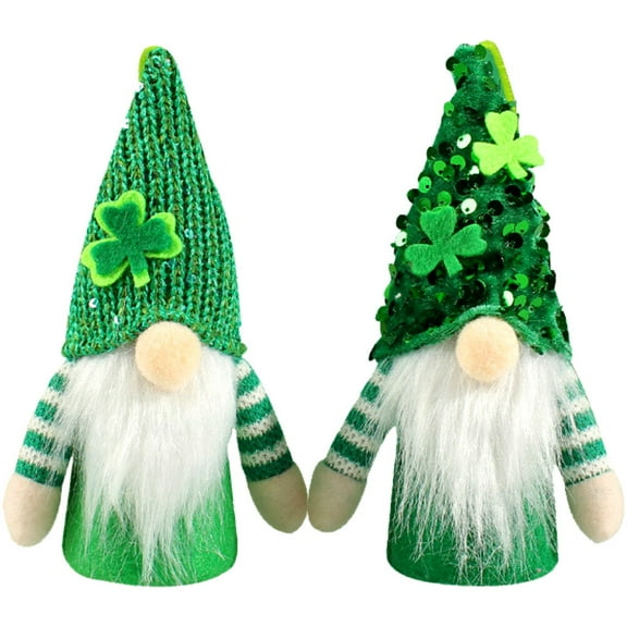 2pcs St. Patrick's Day Gnome Hanging Ornaments Lighted Gnome Decor Handmade Gnome