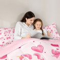 thumbnail image 4 of Manfei Pink Girly Bowtie Full Size Comforter Sets,3D Cartoon Unicorn Bedding Comforter Set,Pink Reversible,3 Pieces,1 Comforter and 2 Pillowcases, 4 of 7