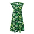 thumbnail image 5 of Yuyamidu V Neck Dress for Women St Patricks Day Dress A-Line Ruffle Sleeve Swing Flowy Midi Dresses Tiered Swing Dresses with Pockets Green, Size L, 5 of 8