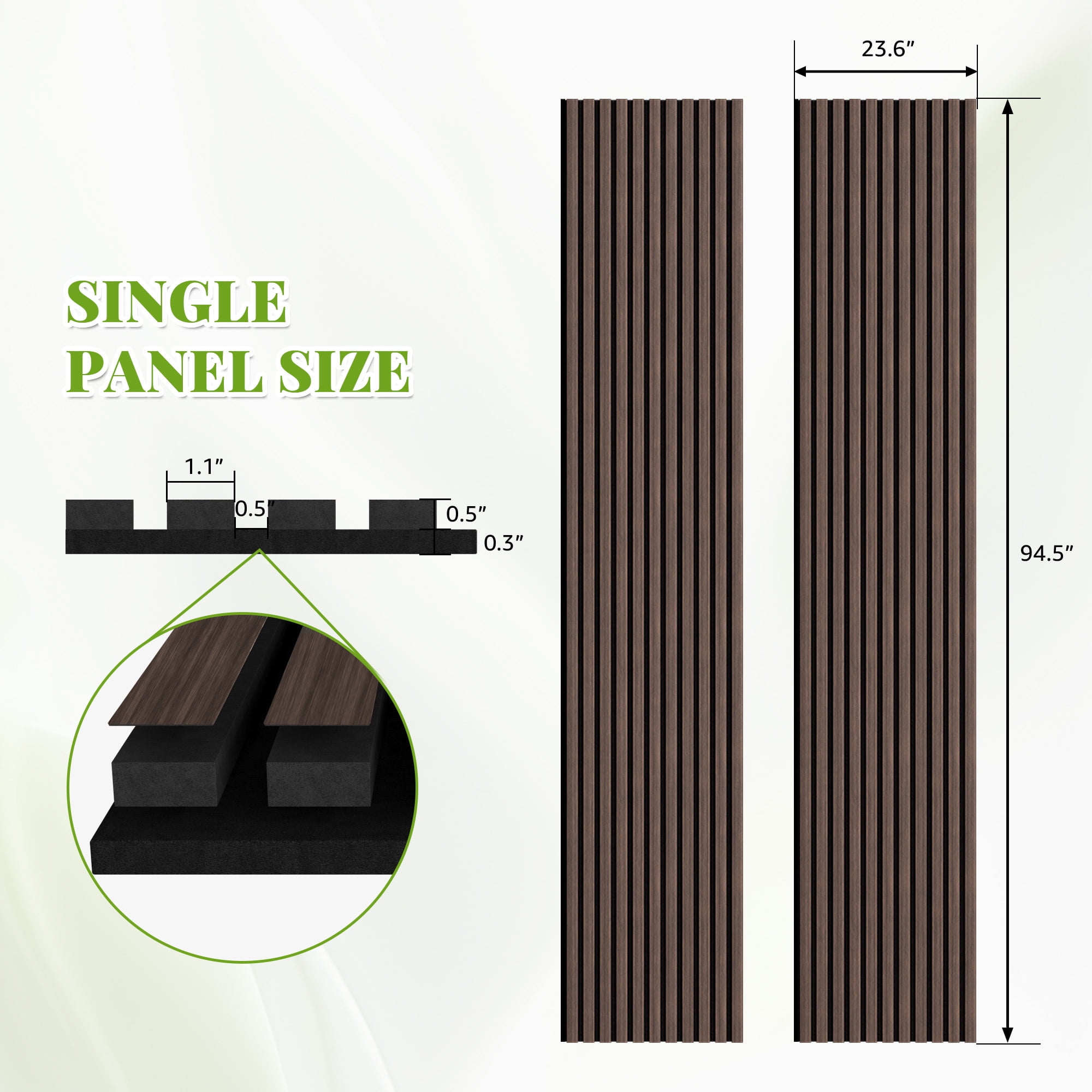 Easy4Home 2Pcs 94.5"x23.6" Wood Slat Acoustic Wall Panels, 3D Fluted Soundproof Decorative Panels for Interior Walls, Dark Walnut