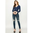 thumbnail image 5 of Made by Johnny Women's Deep V Neck Long Sleeve Cross Wrap Fitted Crop Top XXXL NAVY, 5 of 6