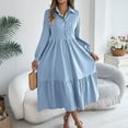 thumbnail image 2 of Women's Casual Long Sleeve Shirt Dress With Lapel Collar And Ruffles For Daily Wear Travel Party Fall Winter Outfit, 2 of 2