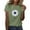 Army Green, variant on Summer T-Shirts for Womens Cute Flowers Print Shirts Casual Round Neck Short Sleeve Blouses Fashion Loose Pullover Top
