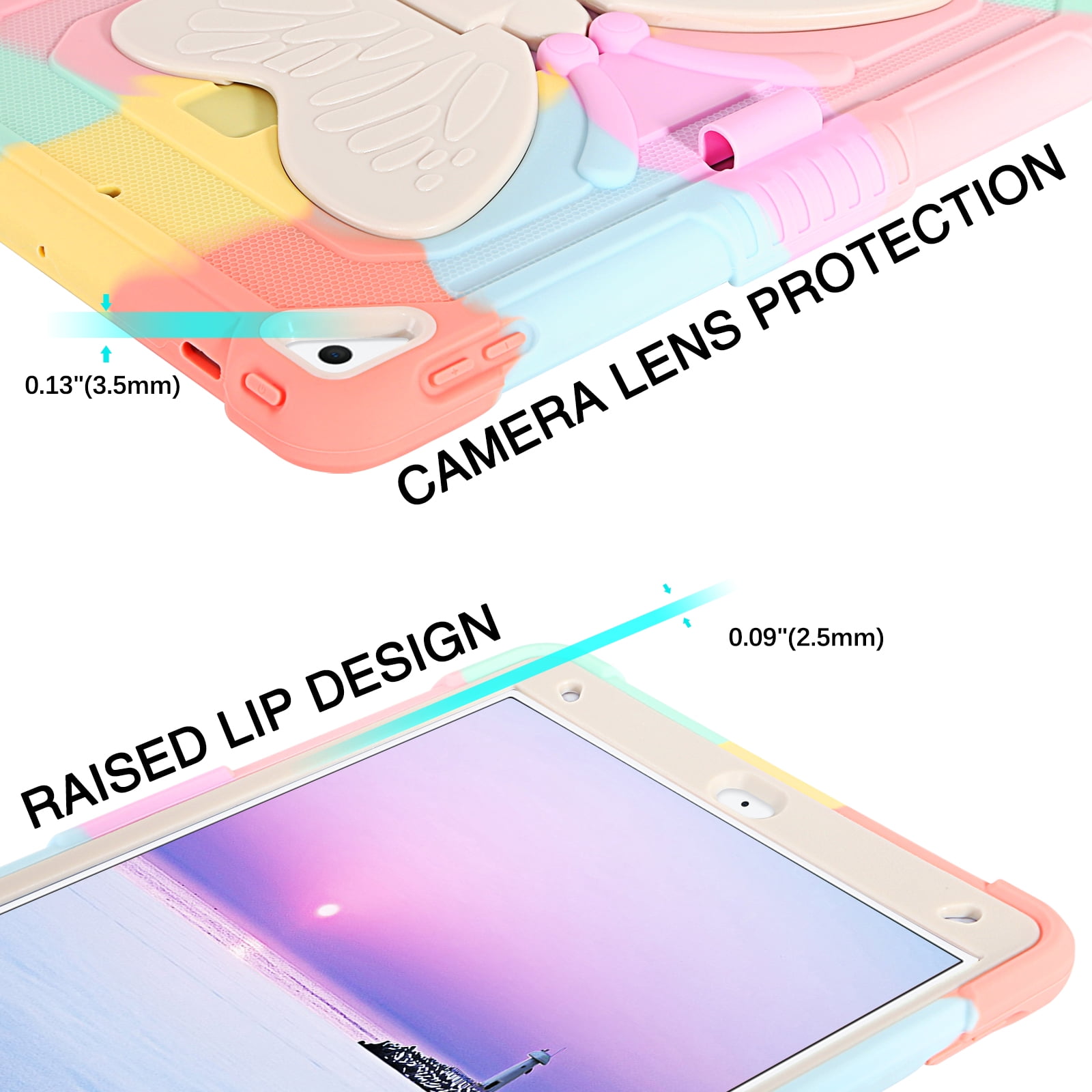 BENTOBEN Case for iPad 9th/8th/7th Gen with Butterfly Kickstand and Pencil Holder, 10.2" Pc Tpu Heavy Duty Hard Rugged Protective Cover for iPad 10.2 inch for Girls Women Kids
