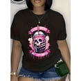 thumbnail image 1 of Halloween T-shirt - Cartoon Skull Drink Graphic T-Shirt for Women - Casual Cotton Short Sleeve with Round Neck, Slight Stretch, Easy-Care Fabric, Spring/Summer Collection, 1 of 6