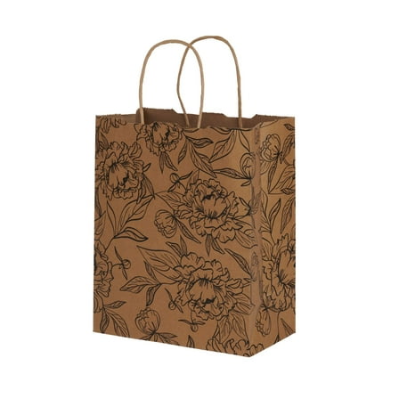 SSWBasics Medium - Simple Floral Paper Shopping Bags - Case of 100