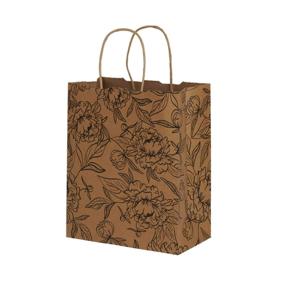 SSWBasics Medium - Simple Floral Paper Shopping Bags - Case of 100