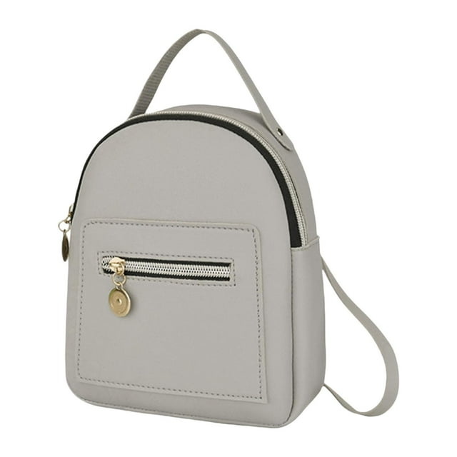 Mini mochila informal de piel sintética para mujer, bolso de viaje para la universidad, cumpleaños femenino Gris