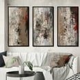 thumbnail image 1 of Designart "Fading Passion Retro Beige and Red Abstract II" Abstract Painting Framed Wall Art Set Of 3 - Red Modern Frame Gallery Wall Set For Home Decor, 1 of 6