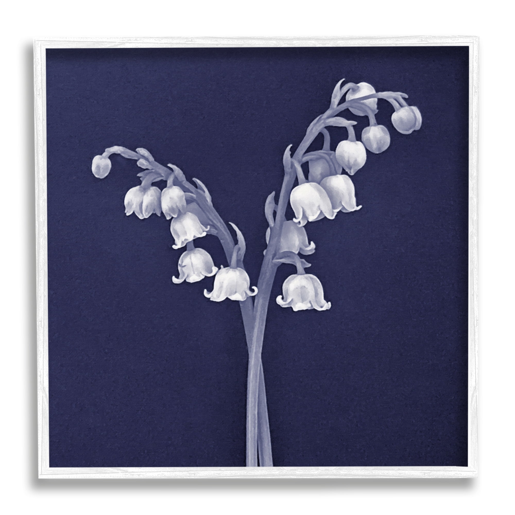 Stupell Industries Lily of Valley White Drooping Blooms Illustration Painting White Framed Art Print Wall Art, Design by Graffitee Studios