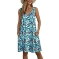 thumbnail image 6 of felwors Womens Summer Dresses 2025 V Neck Sleeveless Sundresses with Pockets Beach Vacation Clothes Floral/Plain Sky Blue, S, 6 of 6