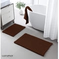 thumbnail image 3 of Zebrux Non Slip Thick Shaggy Chenille Bathroom Rugs, Bath Mats for Bathroom Extra Soft and Absorbent - Striped Bath Rugs Set for Indoor/Kitchen (20 x 30 + 15 x 23'', Brown), 3 of 4