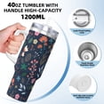 thumbnail image 3 of Junzan Colorful Flowers Pattern 40oz Water Bottle with Handle & Flip Straw,Stainless Steel Insulated Car Cup Coffee Mug with Spill proof Lid Gifts for Women & Men, 3 of 8