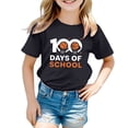 thumbnail image 4 of PMVFHDE T-Shirt pour Filles T-Shirts Graphiques Hauts d'Été Basiques pour Fille Tunique T-Shirt pour Fille Garçon et Fille Mode Décontractée Imprimé Col Rond Manches Courtes T-Shirt Noir, 8-9 Ans, 4 of 4
