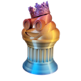 thumbnail image 2 of King Poop Emoji Trophy - Fun Award & Gift - Handmade w/Additive Manufacturing - 6" inches Tall - Featuring a Solid Poop Emoji with a Crown, Secured on a Column Pillar - Funny Trophy (Rainbow), 2 of 6